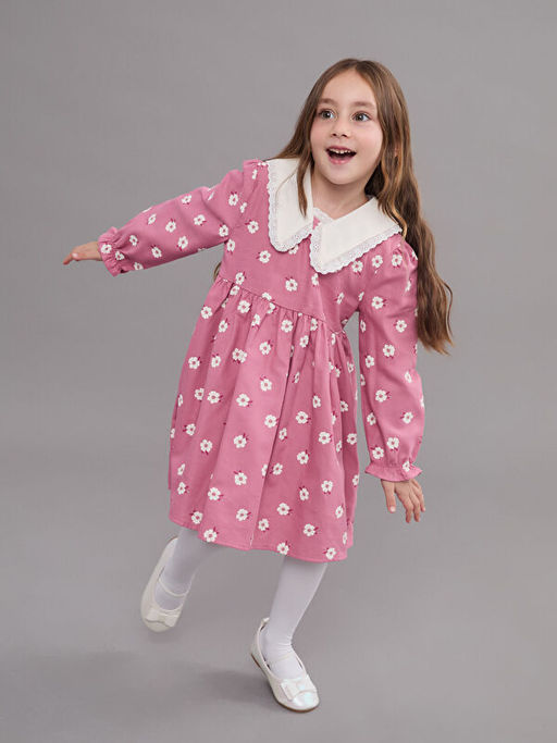 Bebe Yaka ?i?ekli K?z ?ocuk Elbise