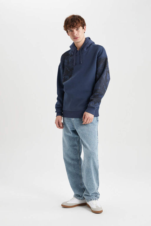 Толстовка оверсайз с капюшоном и принтом - Defacto фото 2