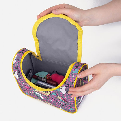 Косметичка на молнии, с ручкой, цвет розовый