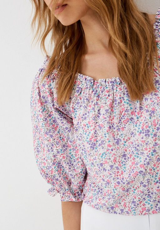Блузка свободного покроя с летним цветочным принтом - Incity фото 6