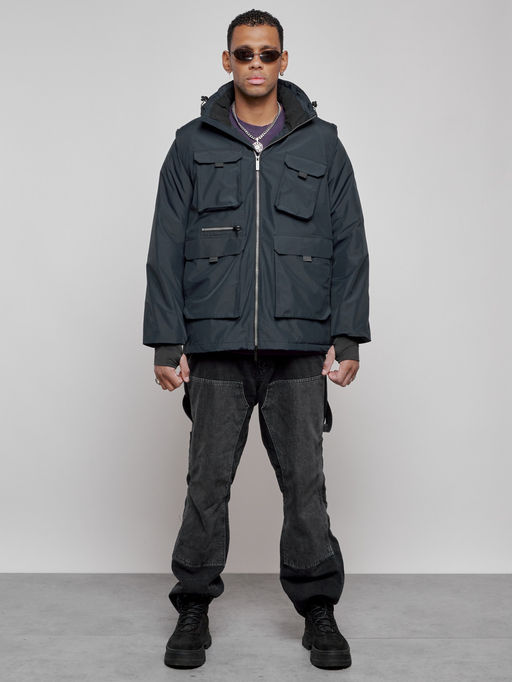 Куртка - жилетка трансформер 2 в 1 мужская зимняя темно-синего цвета 2409TS - Mtforce фото 2