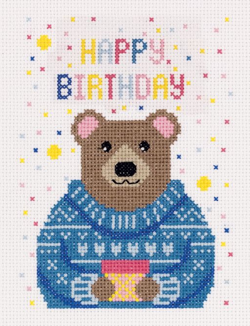 Набор для вышивания PANNA OT-7334 Открытка. Мишка с подарком 11.5 х 15 см
