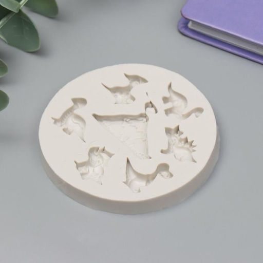 Молд силикононовый «Динозаврики и вулкан» 1 х 7,3 х 7,3 см