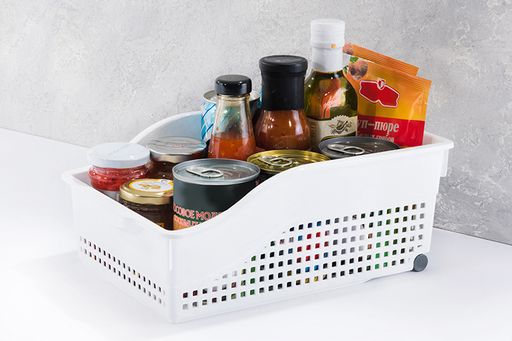 Контейнер хозяйственный 30,5*21*12,5 см Лофт белый на колесах широкий (модель - 622006) - Elan gallery фото 4