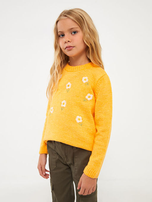 Bisiklet Yaka Nak??l? Uzun Kollu K?z ?ocuk Triko Kazak - Waikiki фото 2