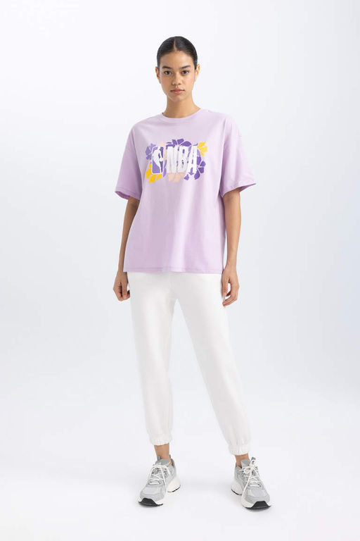 DeFactoFit Футболка Oversize с круглым вырезом и короткими рукавами NBA Wordmark  фото 3