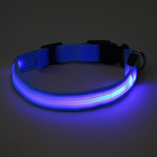 Ошейник с подсветкой размер L, ОШ 45-52 х 2,5 см 3 режима свечения голубой - Пижон фото 5
