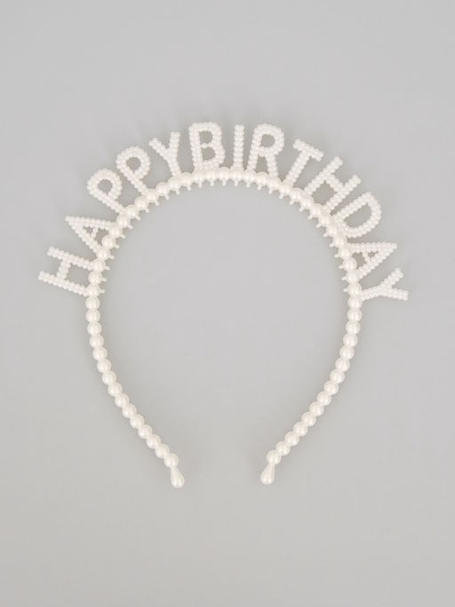 Цена за 2 шт. Ободок "Happy birthday" жемчужный