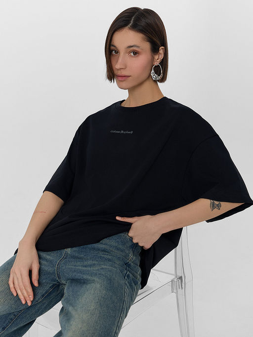 Футболка женская оверсайз черная с принтом