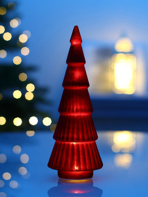 Фигура светодиодная «Ёлка красная бархатная», 5 LED, 23 см, от батареек AG13×3, свечение тёплое белое