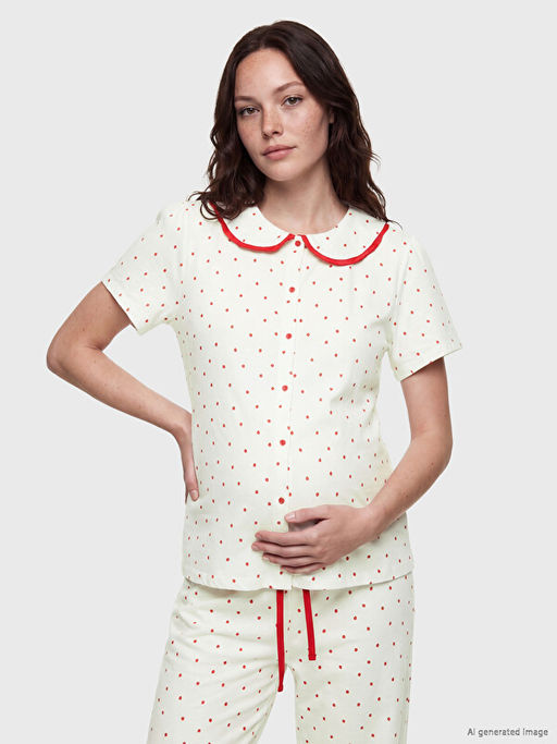 Bebe Yaka Puantiyeli Hamile Pijama Tak?m?