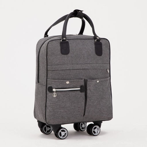 Сумка дорожная 18" на 4 колёсах, отдел на молнии, 4 наружных кармана, серая