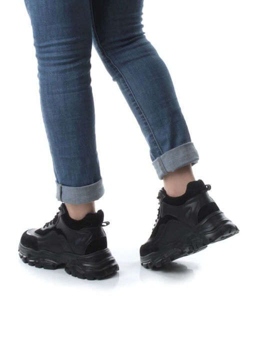 05-P99-1Z BLACK Кроссовки женские зимние (натуральная и искусственная кожа, шерсть)