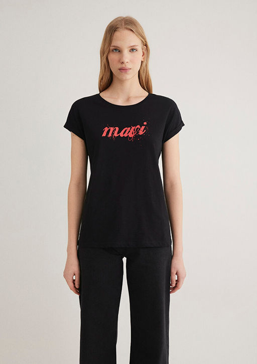 Mavi Logo Bask?l? Siyah Tisort  фото 4