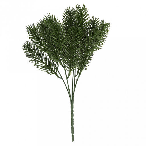 Декоративная ветка "Елка букет" 31см, 5 веток, пластик, зеленый, набор 4шт (Россия)