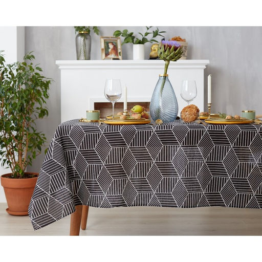Скатерть Доляна 145х145см, Тренд цв.черный, 100%пэ, рогожка 200 гр/м  фото 3
