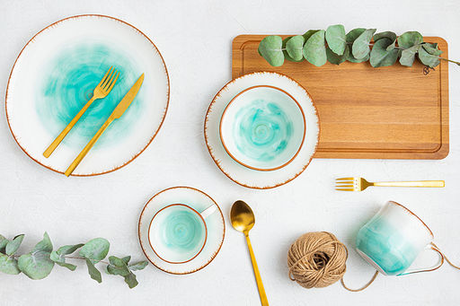 Салатник 14*14*5,5 см 500 мл "Кантри" бирюзовый