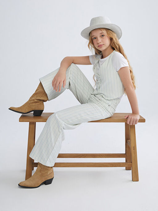 V Yaka Gabardin K?z ?ocuk Klasik Yelek