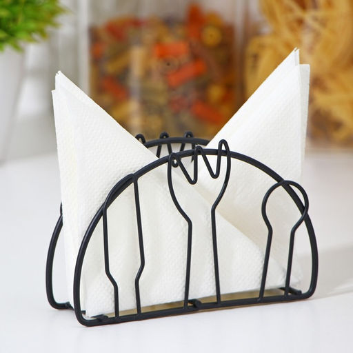 Цена за 2 шт. Салфетница Доляна «Столовые приборы»,13×3.5×8 см, чёрная