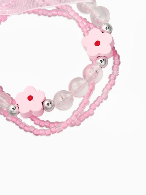 Цена за 2 шт. Набор детских браслетов 3 шт. «Выбражулька. Цветок. Бант», d=6 см, белый, розовый