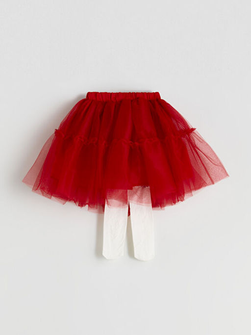 Beli Lastikli K?z ?ocuk T?t?l? Etek ve K?lotlu ?orap 2li