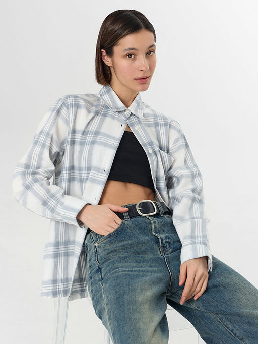 Рубашка женская серая в клетку