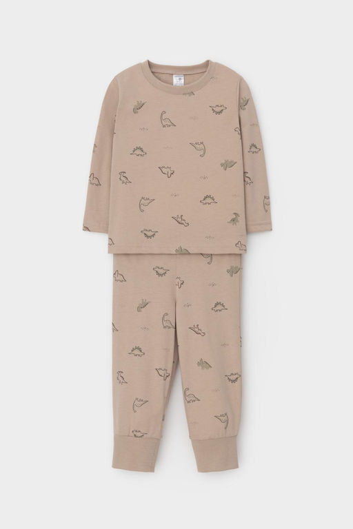 К 1561/тем.бежевый,динозаврики на песке пижама д/дет яс