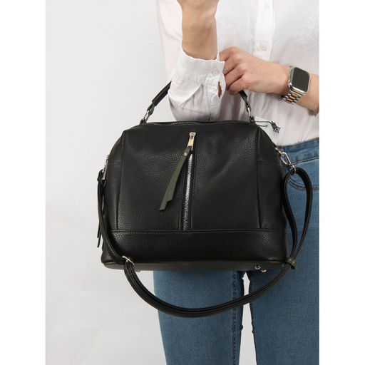 Сумка женская искусственная кожа ADEL-225, 2отд+плеч/рем, черный/олива флотер 257997 - Adelia фото 5