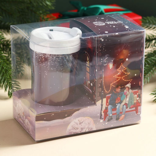 Подарочный набор новогодний Happy New Year: горячий шоколад, маршмеллоу, термостакан