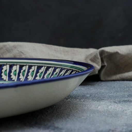 Ляган узбекский Риштанская Керамика «Орнамент», d=36 см, синий