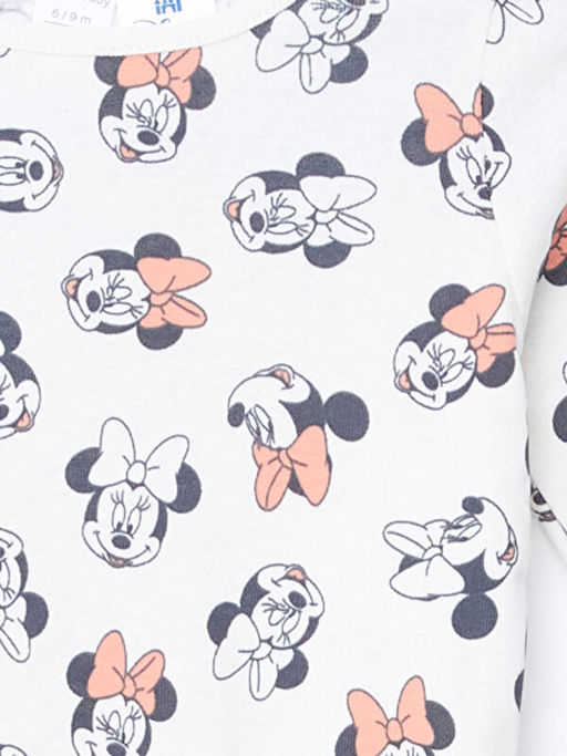 Bisiklet Yaka Uzun Kollu Minnie Mouse Bask?l? K?z Bebek Pijama Tak?m? - Waikiki фото 3