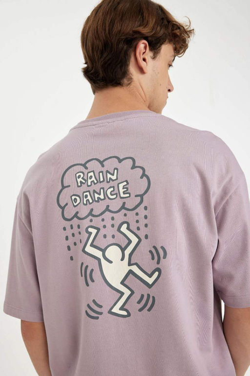 Футболка свободного кроя Keith Haring с круглым вырезом и короткими рукавами - Defacto фото 6