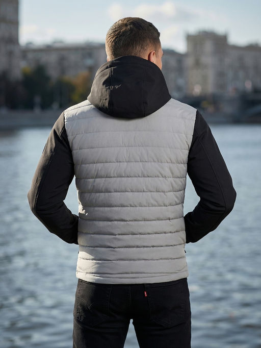 Куртка мужская гибридная стёганая с капюшоном с графеновой подкладкой черного цвета 9627_1Ch - Mtforce фото 54