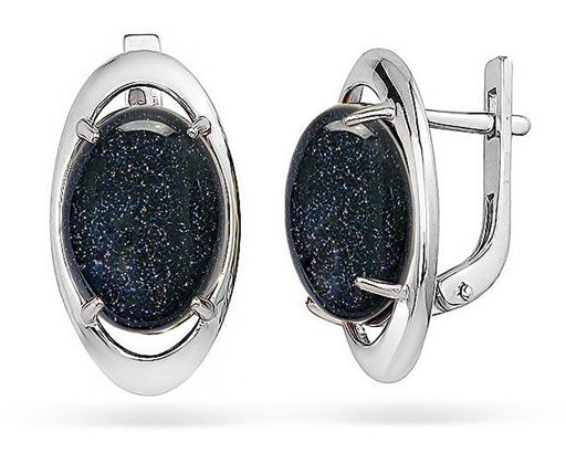 Серьги из серебра авантюрин, СП19