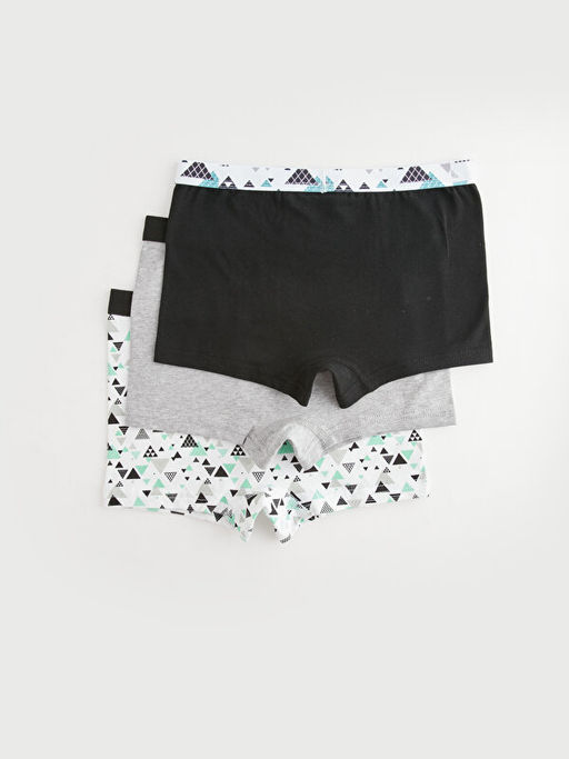 Bask?l? Pamuklu Erkek ?ocuk Boxer 3l? - Waikiki фото 2