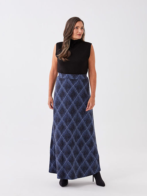 Beli Lastikli Ekose A Kesim Kad?n Etek