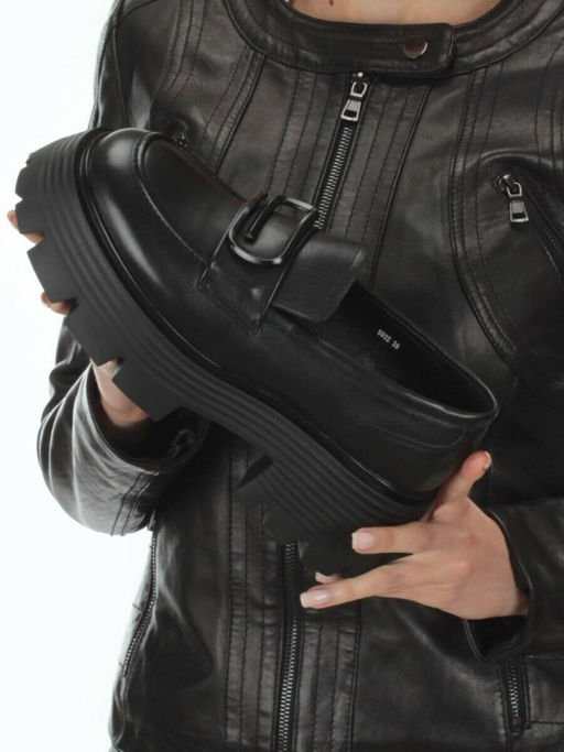 03-5932 BLACK Лоферы женские (натуральная кожа)