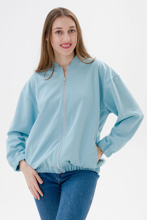 Бомбер из коттон фита аквамарин макси - Амадэль фото 5