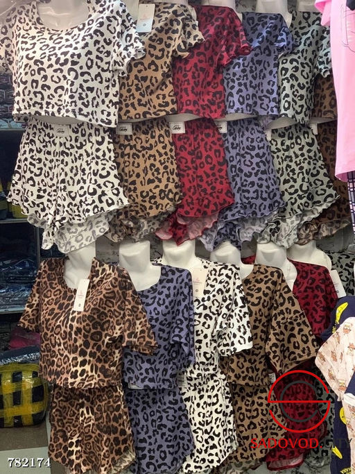 Женская пижама с шортами леопард