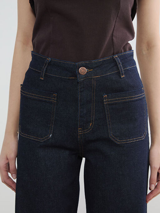 Y?ksek Bel Wideleg Kad?n Jean Pantolon