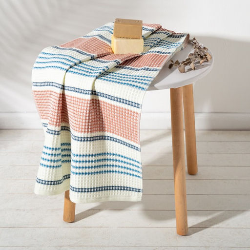 Полотенце вафельное Этель Waffle 70х140 см, цвет коричнево-голубой, 100% хлопок, 280 гр/м2