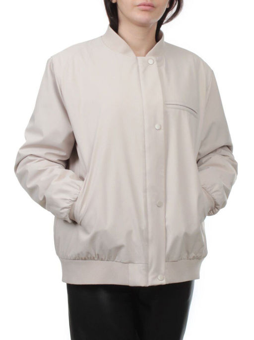H24-608 LT. BEIGE Куртка бомбер демисезонная женская (100 гр. синтепон)