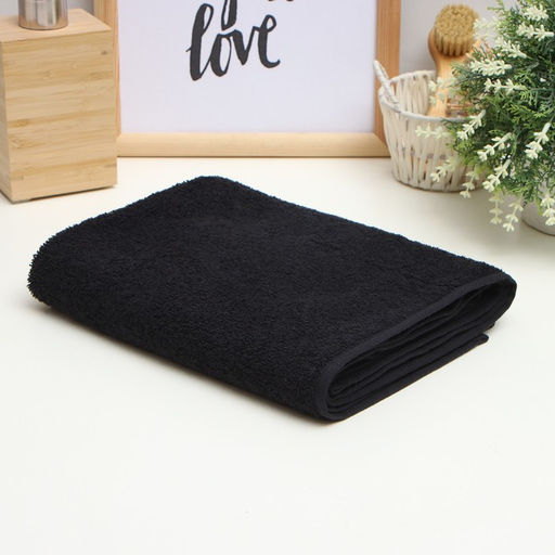 Полотенце махровое «Этель. Терри», 70×140 см, хлопок 100%, чёрное