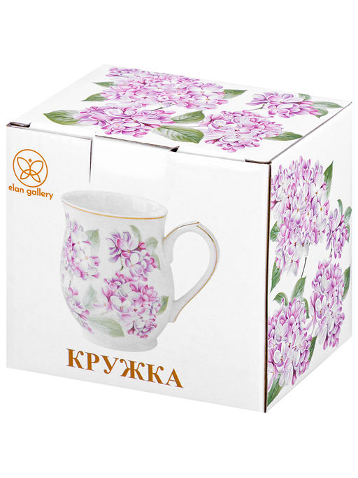 Кружка 350 мл 11,5*8,5*10 см "Сирень" бочонок, фарфор NEW BONE CHINA
