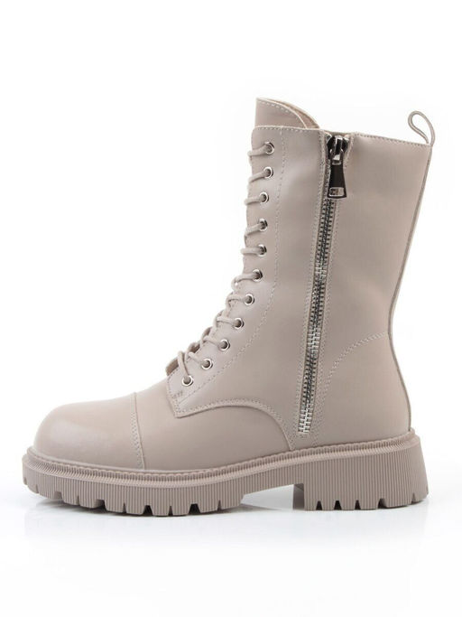 04-PAX83-2Z GRAY/BEIGE Ботинки зимние женские (натуральная кожа, 100% шерсть)