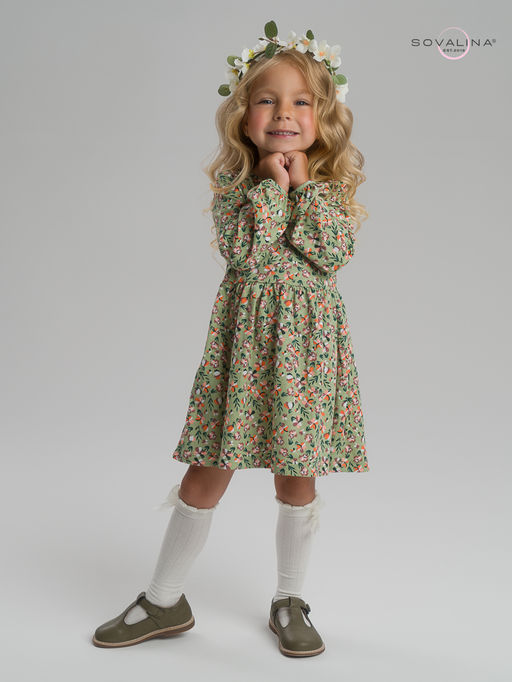 Платье Моана цветочки на хаки - Sovalina фото 16