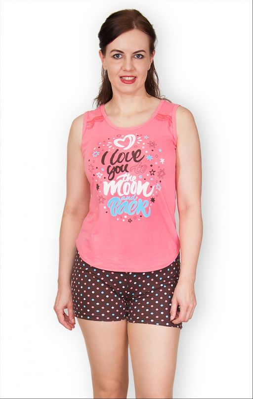 Пижама с шортами на бретелях, принт I Love You (337) - Плиона фото 2