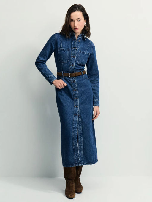ДЖИНСОВОЕ ПЛАТЬЕ МИДИ НА ПУГОВИЦАХ / Zarina