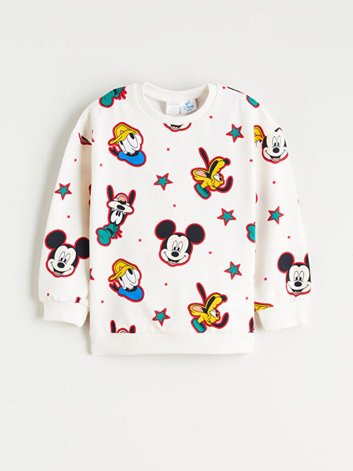 Bisiklet Yaka Mickey Mouse Bask?l? Erkek Bebek Pijama Tak?m?