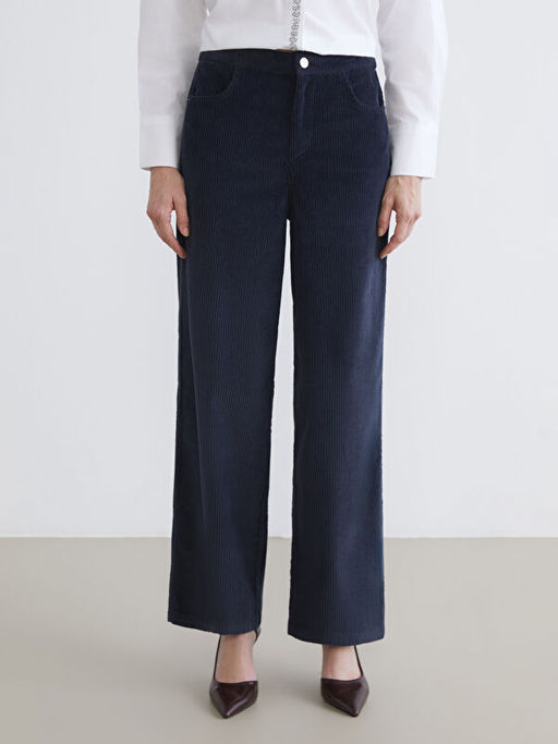 Beli Lastikli Kadife Kad?n Pantolon